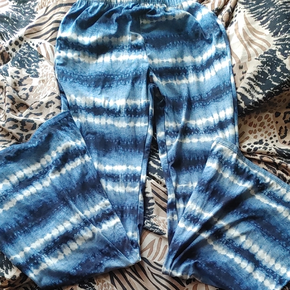 ✅ $5 Add On  Blue and White Tie-Dye Pants Sz Med